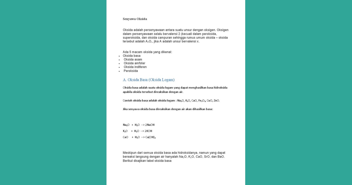 Senyawa Oksida (Sejarah, Karakteristik, Manfaat  Contoh) - Senyawa Oksida |