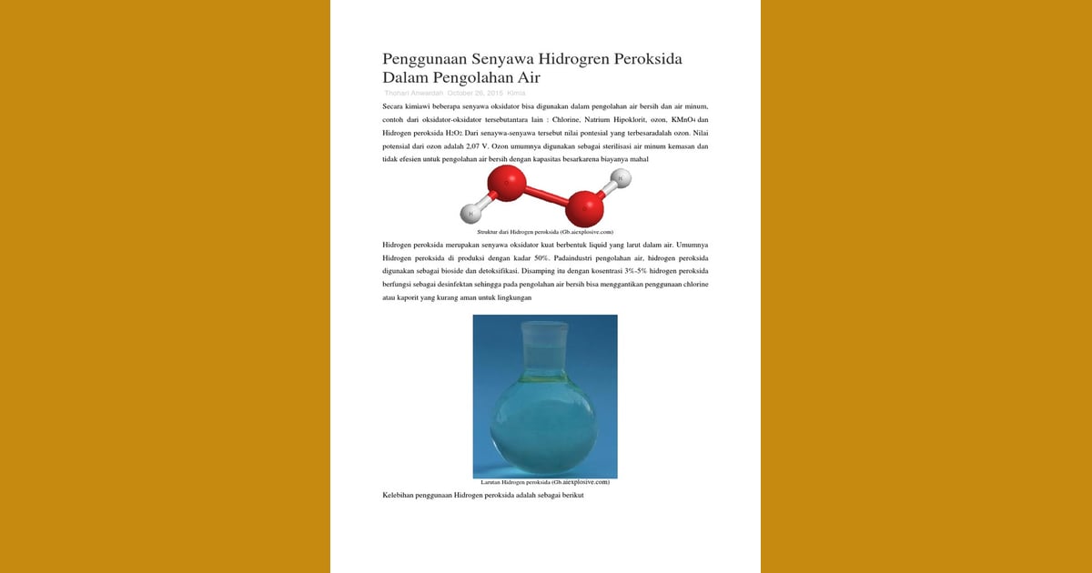 senyawa Air (Dihidrogen monoksida) - Penggunaan Senyawa Hidrogren