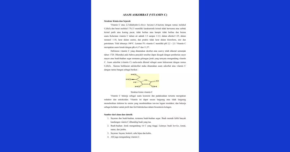 senyawa Asam askorbat (Vitamin C) - Asam askorbat (vitamin