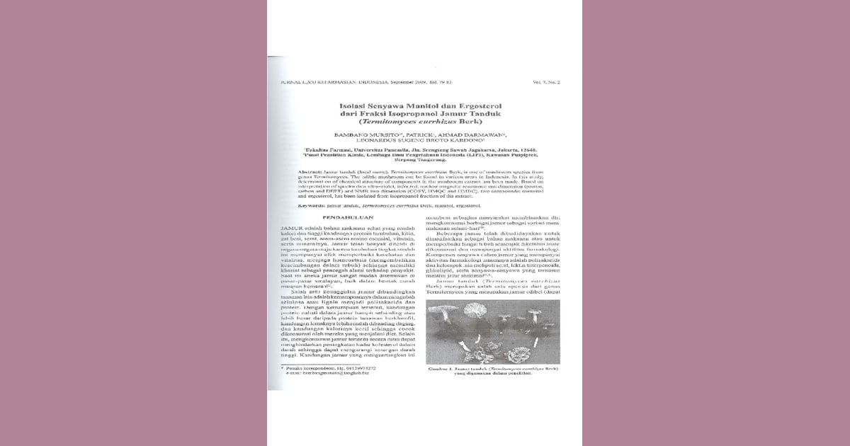 senyawa Manitol - (PDF) Isolasi Senyawa