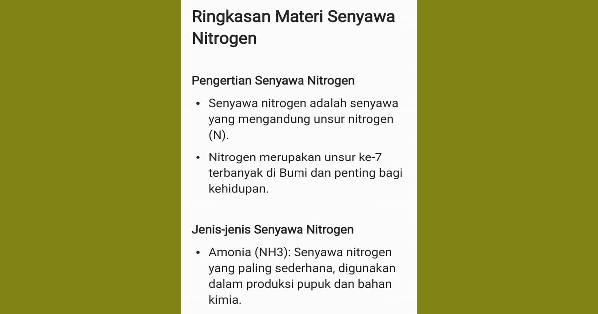 senyawa Nitrogen terlarut - Ringkasan Materi Senyawa