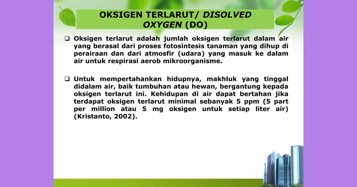 senyawa Oksigen terlarut - Analisis kadar oksigen